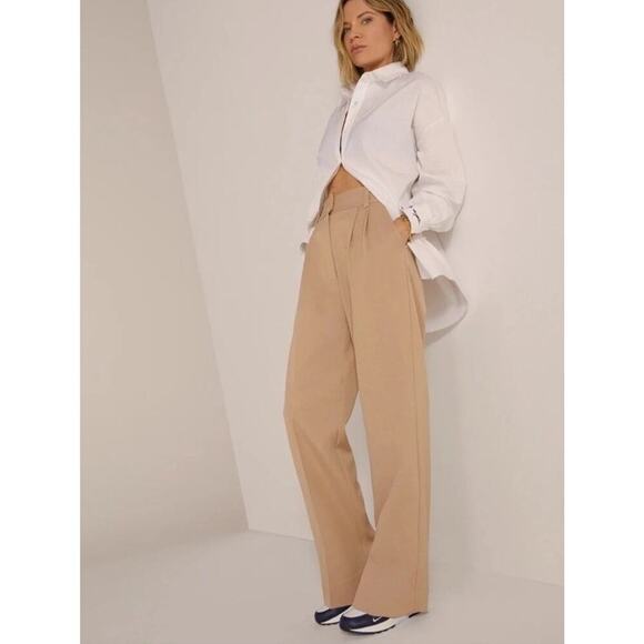 Favorite Daughter The Favorite Pant Beige Pleated Wide Leg trouser High Rise 8 - Picture 2 of 15